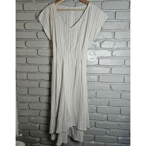 Naif Striped Linen Blend Midi Dress Size L